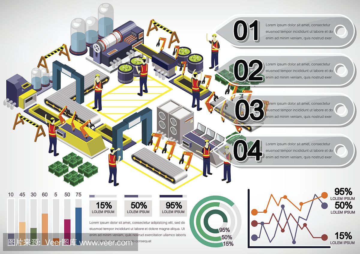 說(shuō)明信息圖形工廠設(shè)備的概念